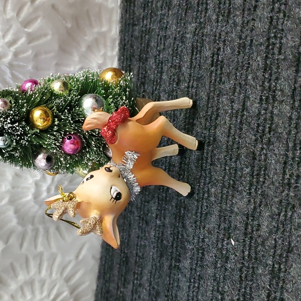Vintage Style Ceramic Christmas 🎄 Doe, Reindeer Fawn all Decorated